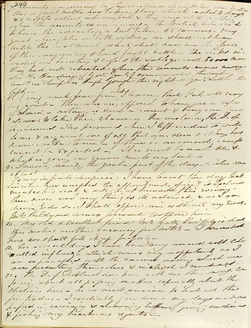 Diary entry for 9 Feb 1846 (Ne 2 F 7, p. 240)