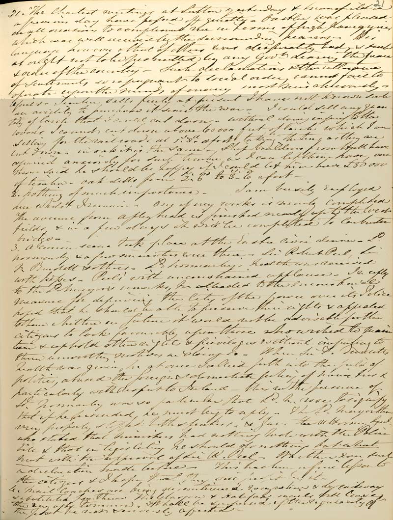 Diary entry for 31 Mar 1839 (Ne 2 F 6/1, p.21)